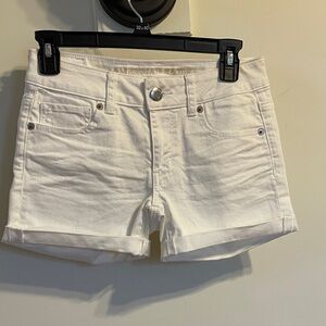 American Eagle Off-White Denim Stretch Midi Shorts Size 0